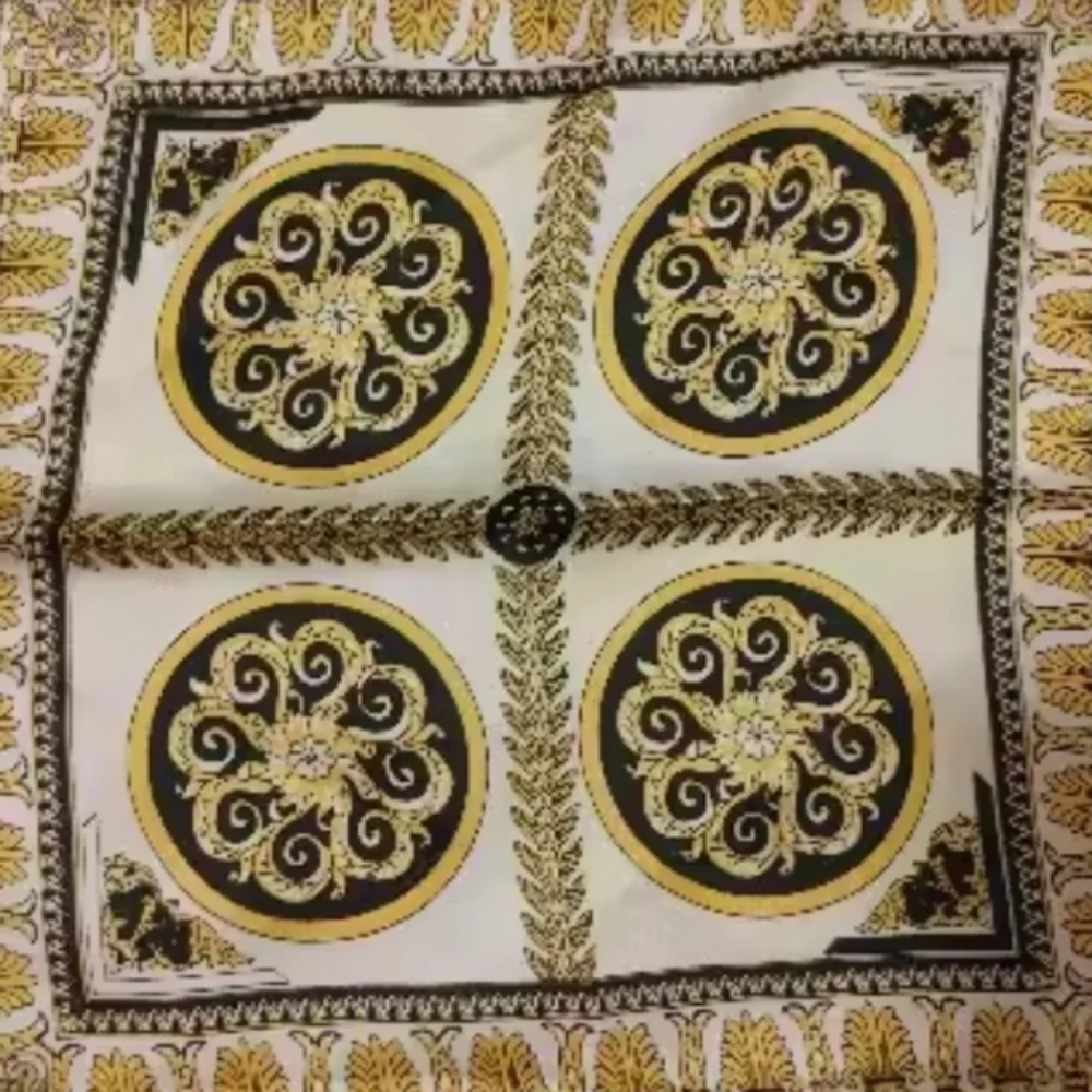 NEW Baroque Style Black + Gold Greek Key Trimmed Neck Scarf